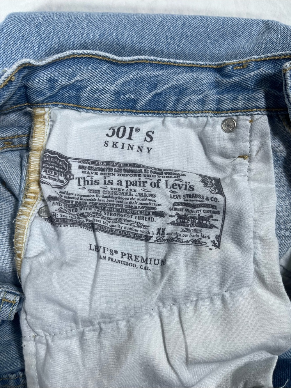 Levi’s 501 Skinny Jeans W28 L28 Distressed Light-wash - Picture 11 of 16